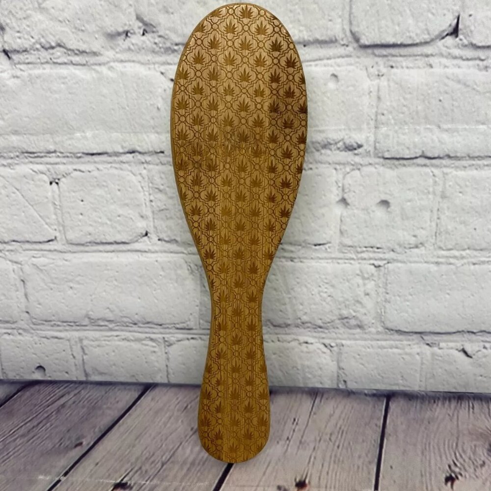 Bamboo Hairbrush Eco Friendly Laser Engraved Sustainability - Pattern ID-5